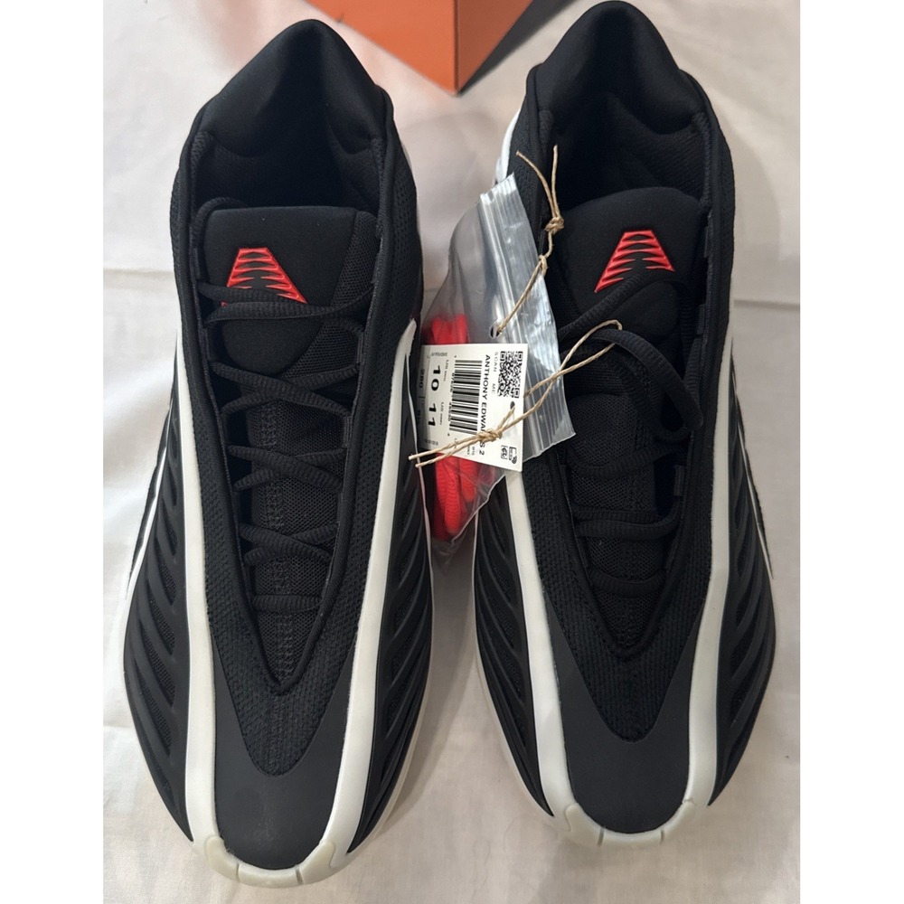 adidas Anthony Edwards 2 AE2 JS3508 Black w/ White Lines Red Accents 10 New NiB